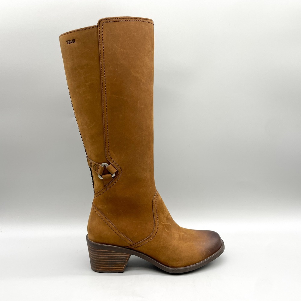 Teva Womens 7 Foxy Tall Boots Brown Leather Waterproof Equestrian Rustic Fall